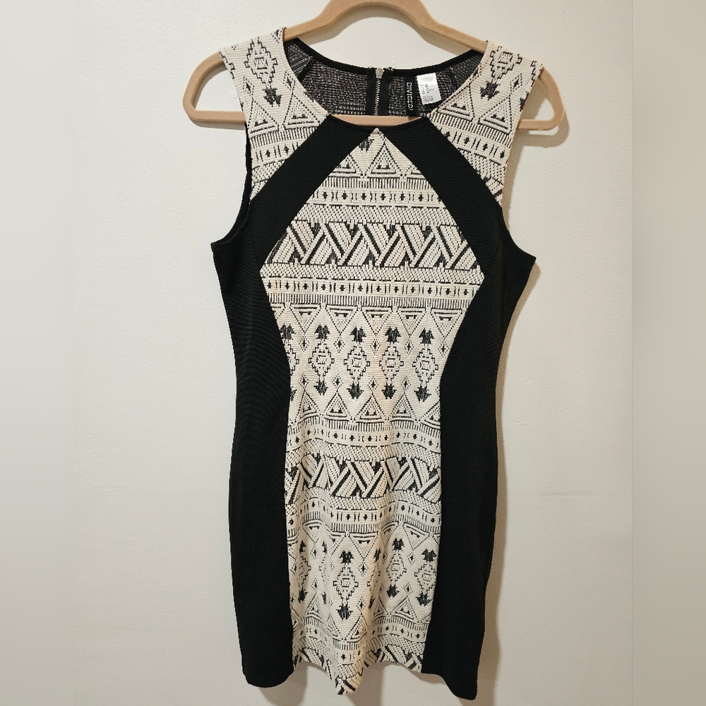 Divided By H&M Aztec Black And White Bodycon Mini Dress